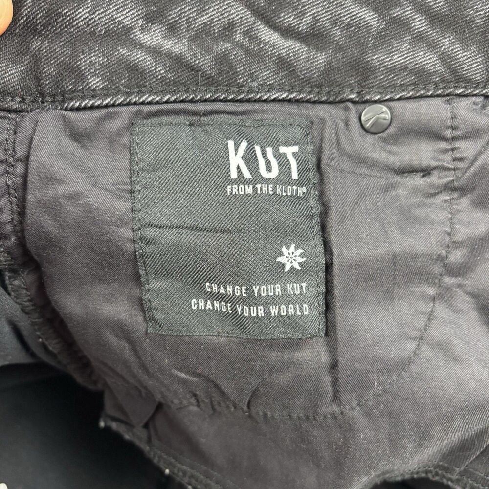 Kut from the Kloth Meg Fab Ab Jeans Womens 12 Black Rhinestone Wide Leg Raw Hem - Picture 11 of 16